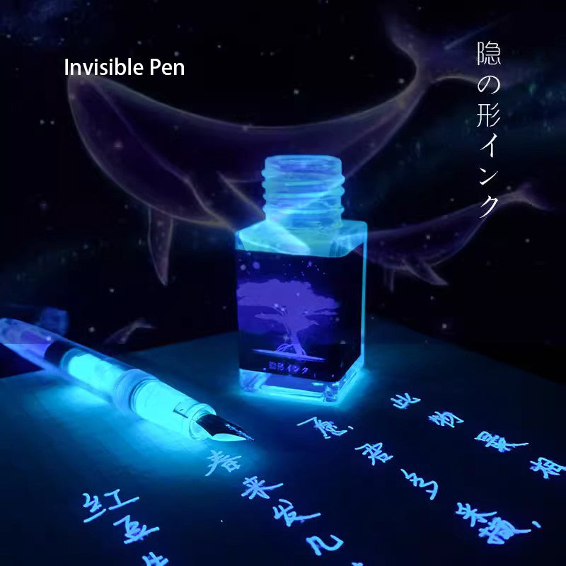 Jin Shen invisible ink, transparent diary, confidential handbook, graffiti practice, fluorescent pen, dip pen with water pen, send purple light