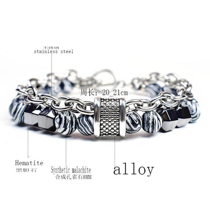 Malachite Bracelet Metal Beads New Fashion