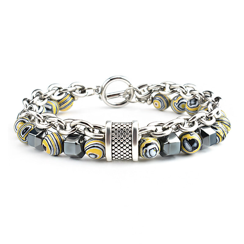 Malachite Bracelet Metal Beads New Fashion