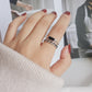 Palace Style S925 Silver geometric ring Female retro fashion colorful drop glaze opening ring Literary index finger ring