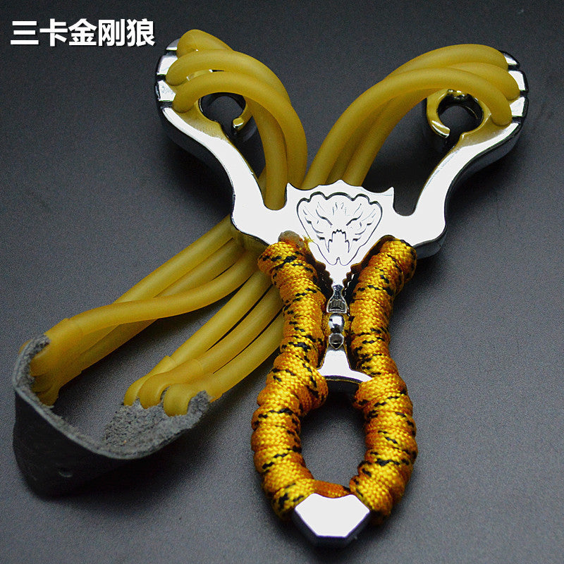 Powerful Wolverine Slingshot Three Card Rubber Band Camouflage Wolverine Metal Toy Slingshot Outdoor Lifesaving Camping Equipment