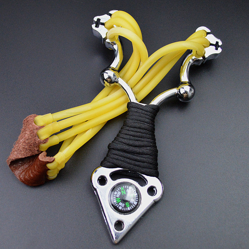 Three-card rubber band with compass golden monkey powerful metal slingshot high-strength alloy mad monkey slingshot lifesaving equipment