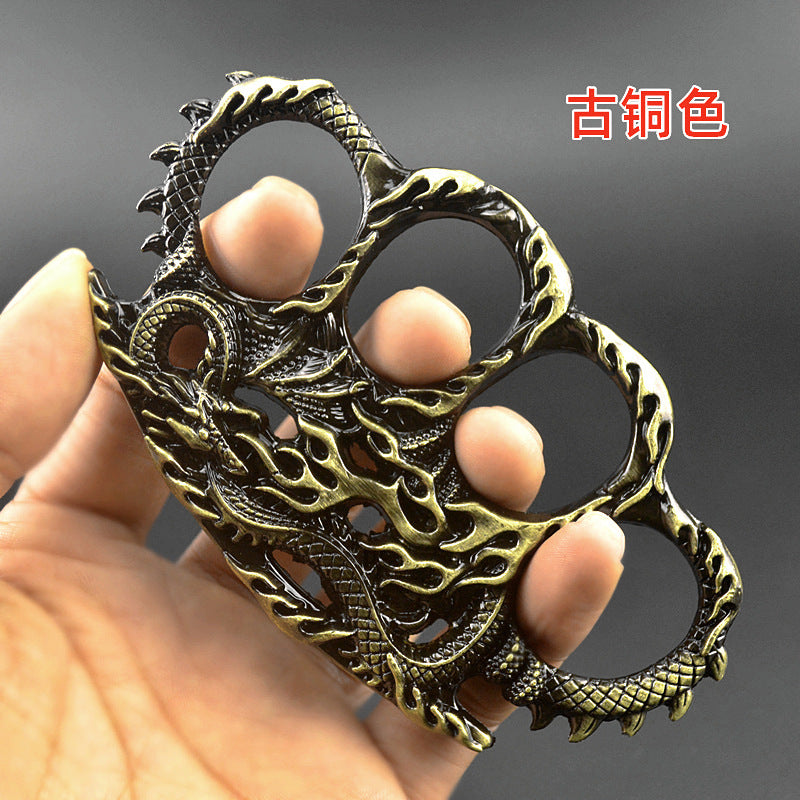 Cross-border Chinese dragon four finger buckle, hand clasp fist buckle defense, tiger finger tiger fist gloves, on-board equipment, boxing bracelet four rings