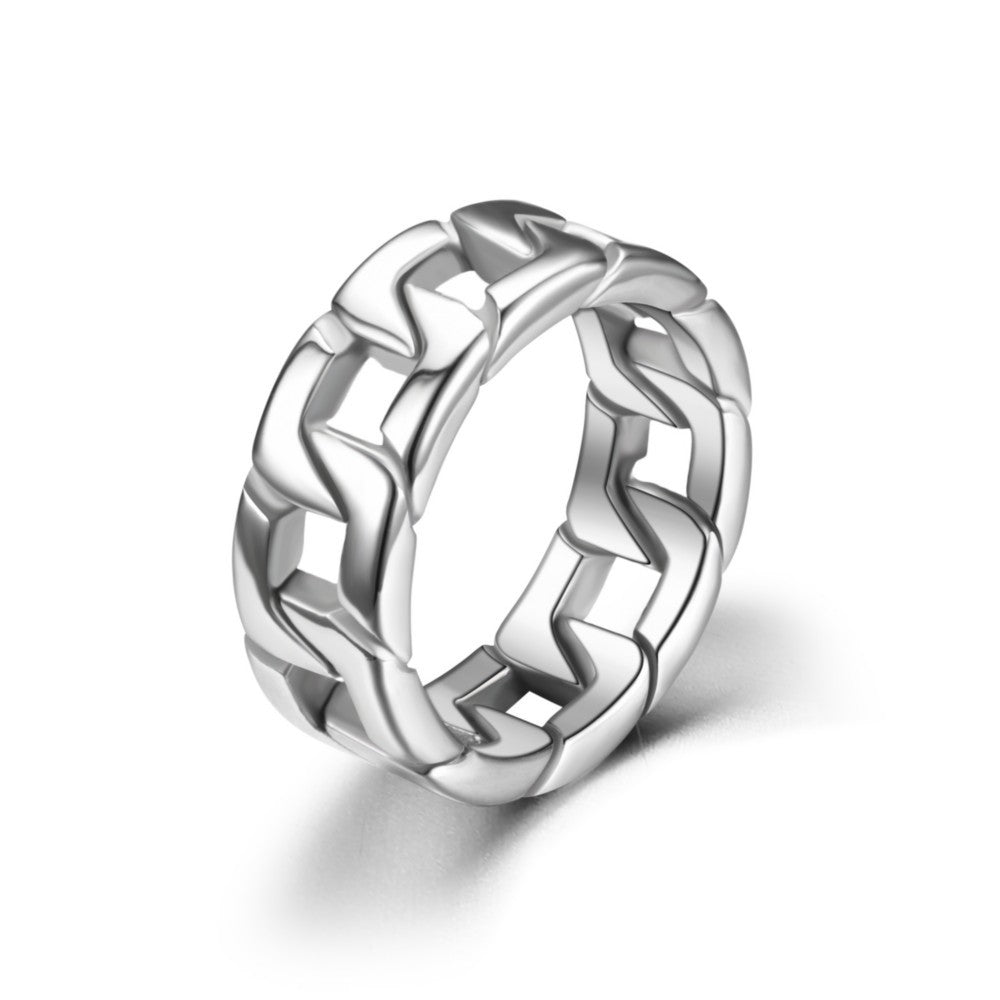 Titanium steel men's ring European and American stainless steel casting chain ring