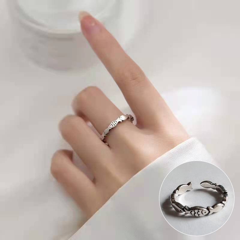 Palace Style S925 Silver geometric ring Female retro fashion colorful drop glaze opening ring Literary index finger ring