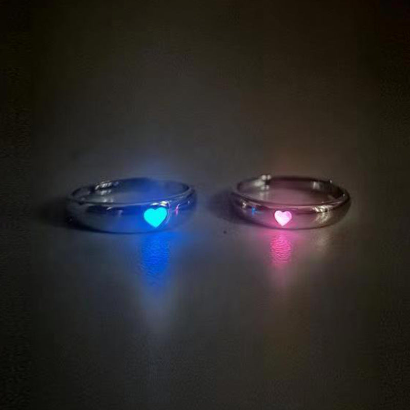 Japanese and Korean elemexsu niche love luminous ring living mouth adjustable couple pair of rings for girlfriend