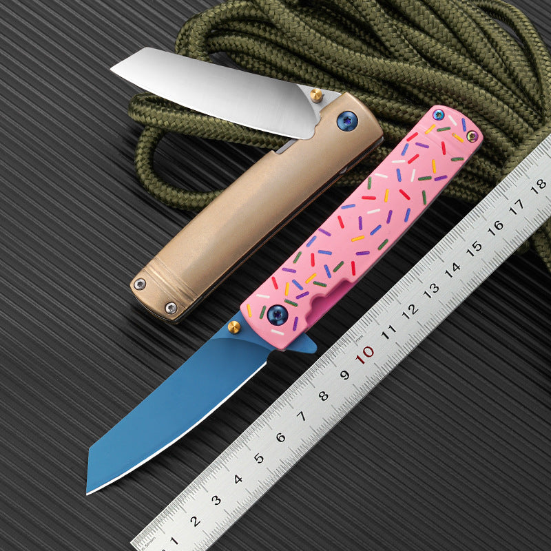 Outdoor Tactical Folding Knife, Donut Knife, Fruit Knife, High Hardness, Sharp Self-Defense Knife, Field Portable Small Knife