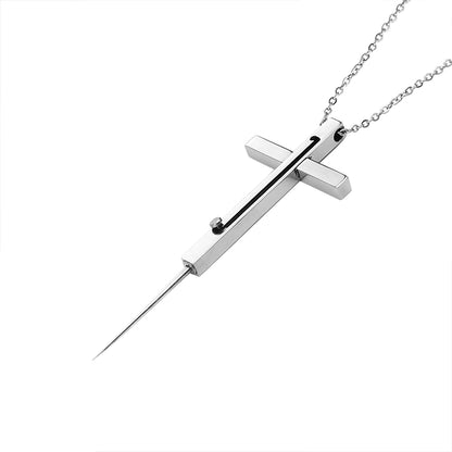 Girls' self-defense necklace, cross necklace artifact, self-defense small weapons, legal personal items, hidden weapons, invisible