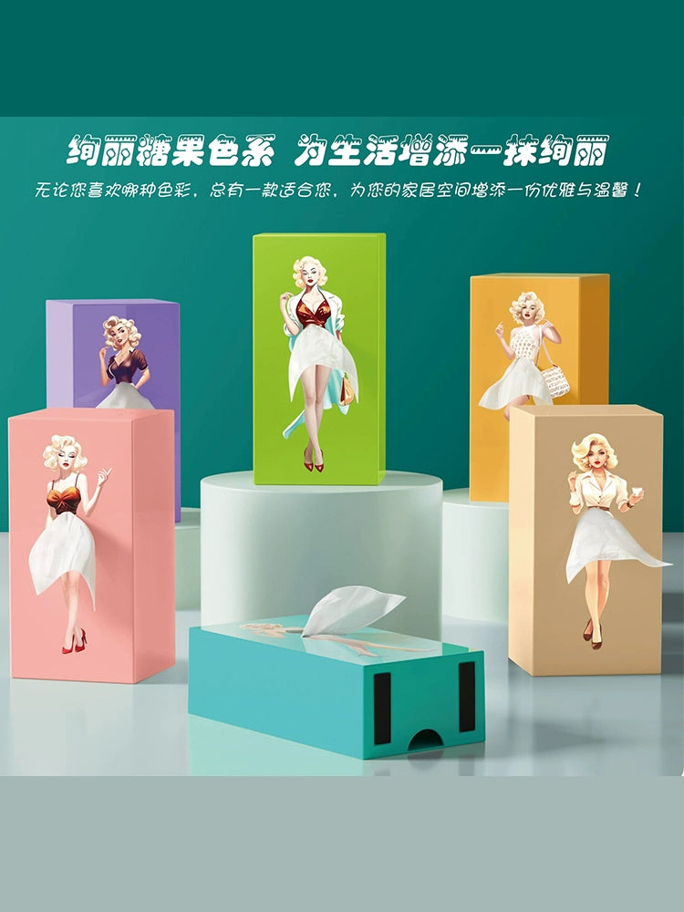 Cartoon anime girl beauty tissue box flying skirt tissue box tutu skirt girl face pumping paper box cute desktop decoration