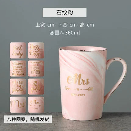 Manufacturers foreign trade tail list ins ostrich pink mug corporate logo custom marble gray coffee mug