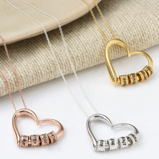 European and American heart-shaped love minimalist necklace Thanksgiving Mother's Day mom lettering DIY beaded women's necklace
