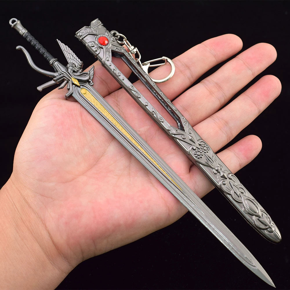 Final Fantasy 8 game peripherals gun blade gun sword metal weapon model alloy ornament toy rotating 22CM revolver gun knife