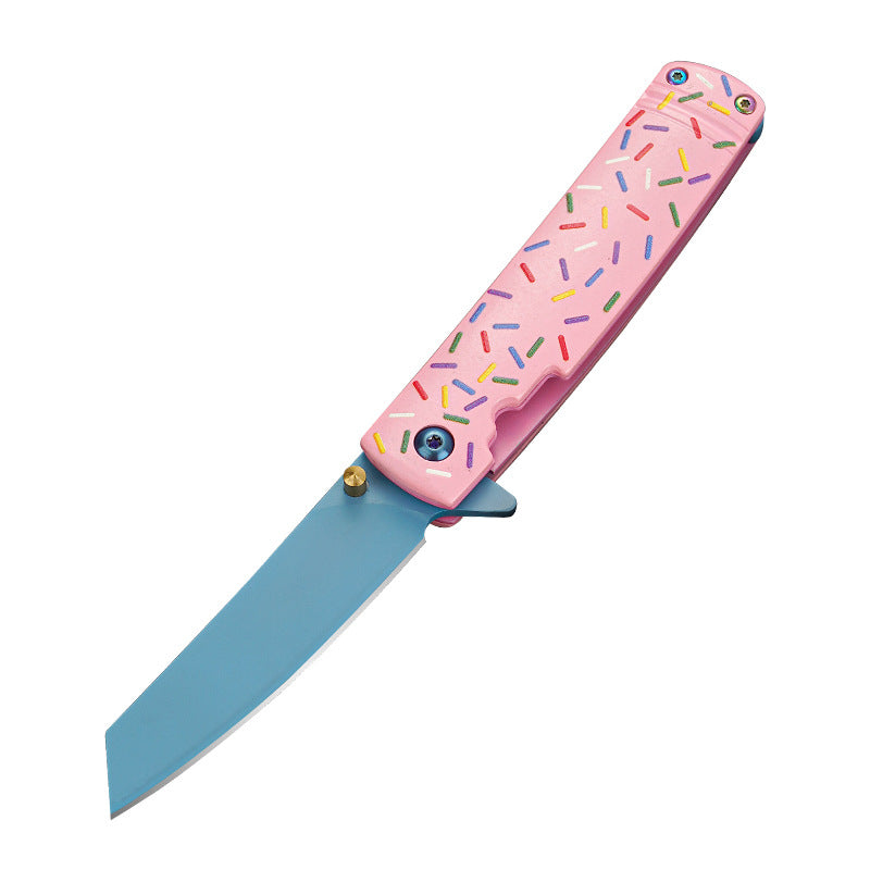 Outdoor Tactical Folding Knife, Donut Knife, Fruit Knife, High Hardness, Sharp Self-Defense Knife, Field Portable Small Knife