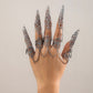 Halloween Gothic Ghost Finger Bracelet Punk Conical Nail Chain Ring Jewelry