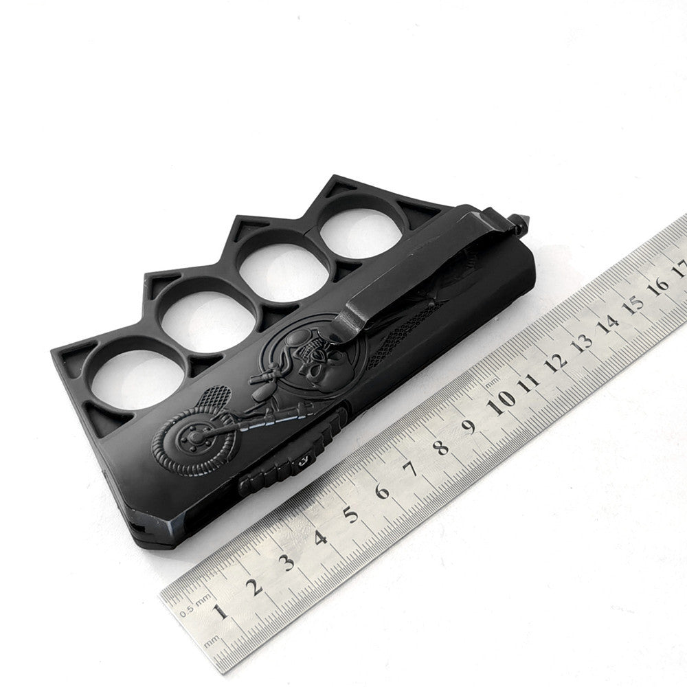 Skull Rider Knuckles Knife OTF Double Sided Blade - BFF-GIFTS