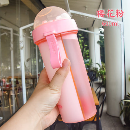 Personality Student Two Side Separate Straw Water Bottle