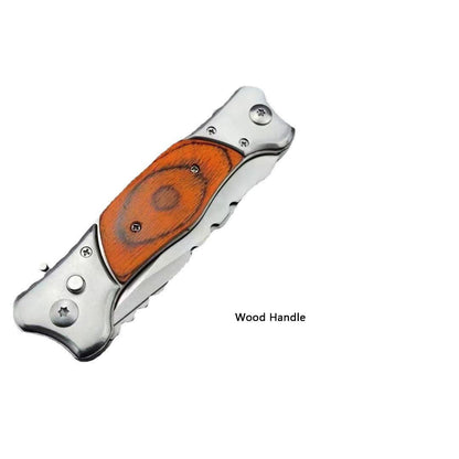 Twin Double Blade OTF Knife Wood Handle Camping Knife - BFF-GIFTS