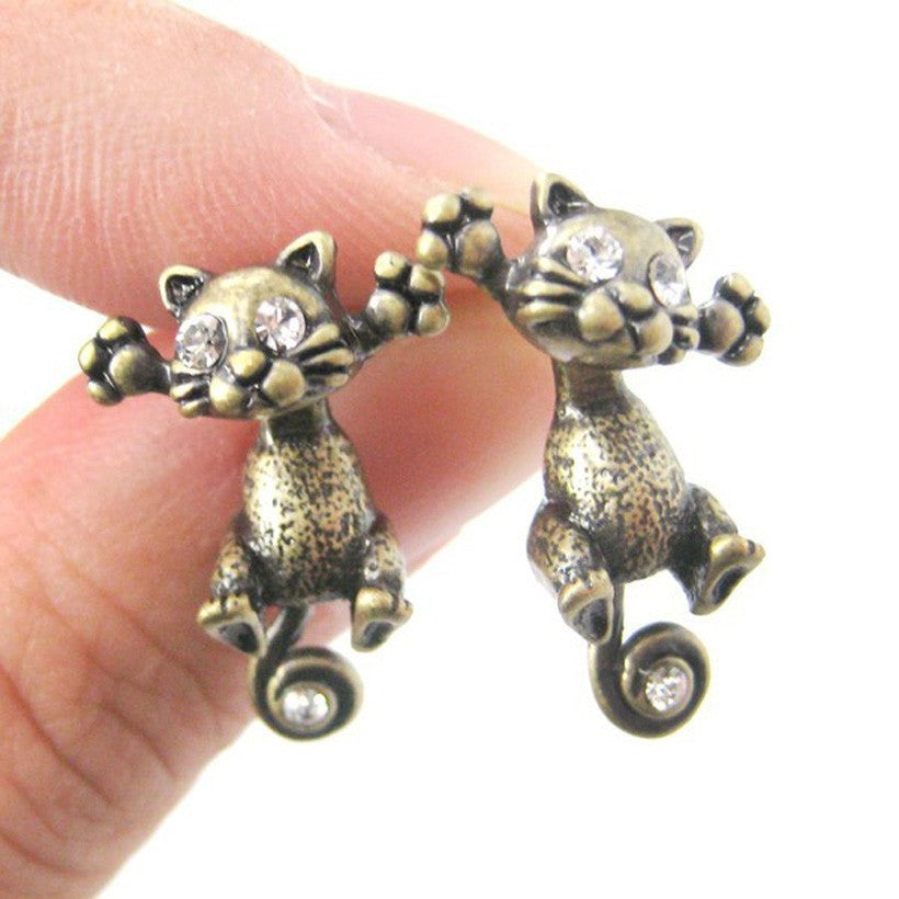 Cute Cat Giraffe Kangaroo Lion Animal Stud Earrings