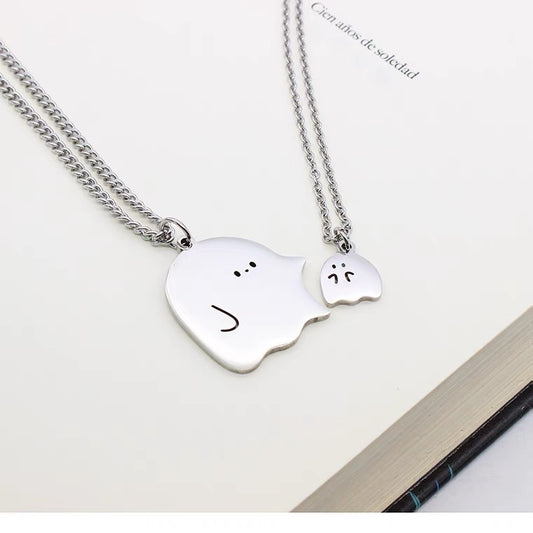 Big and small ghost couple necklace