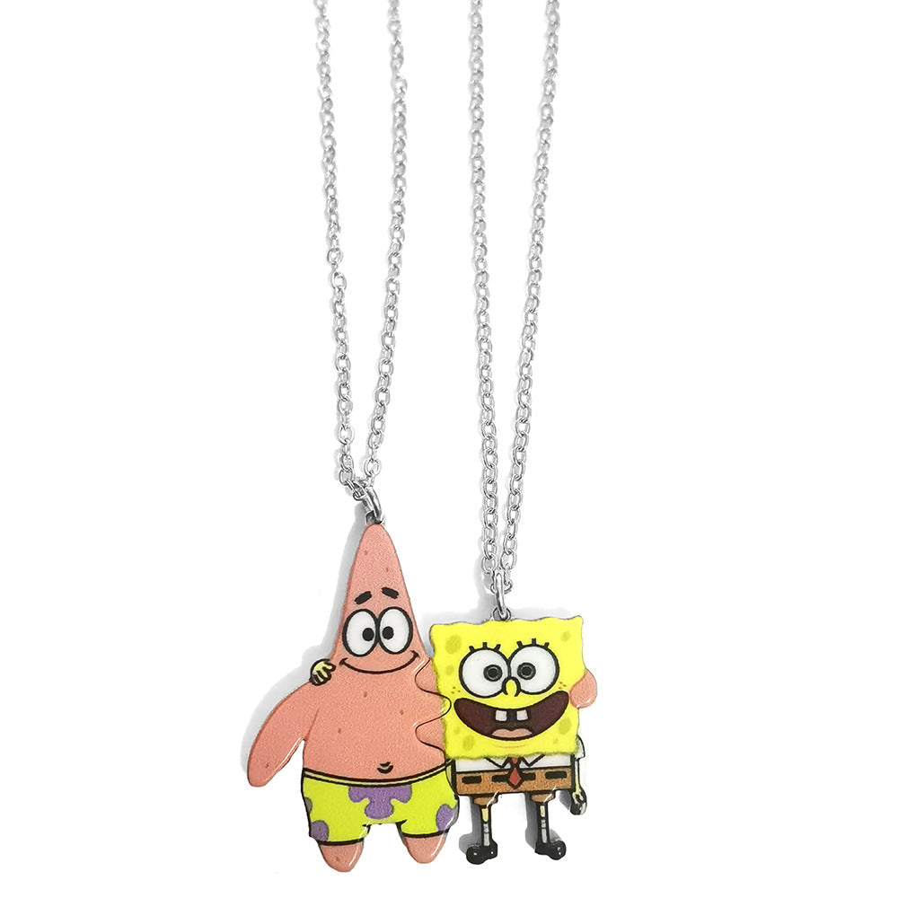 丨 Best Friends SpongeBob Love Couple Pendant Necklaces
