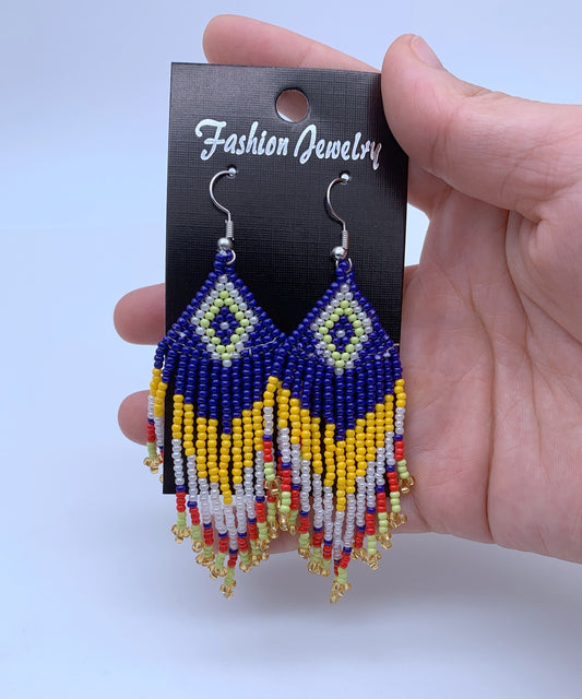 Colorful Bead Drop Earrings Boho Tassel Earrings