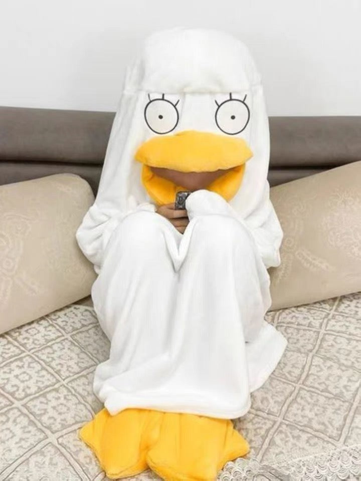 Internet celebrity duckling one-piece pajamas winter funny big white duck pajamas