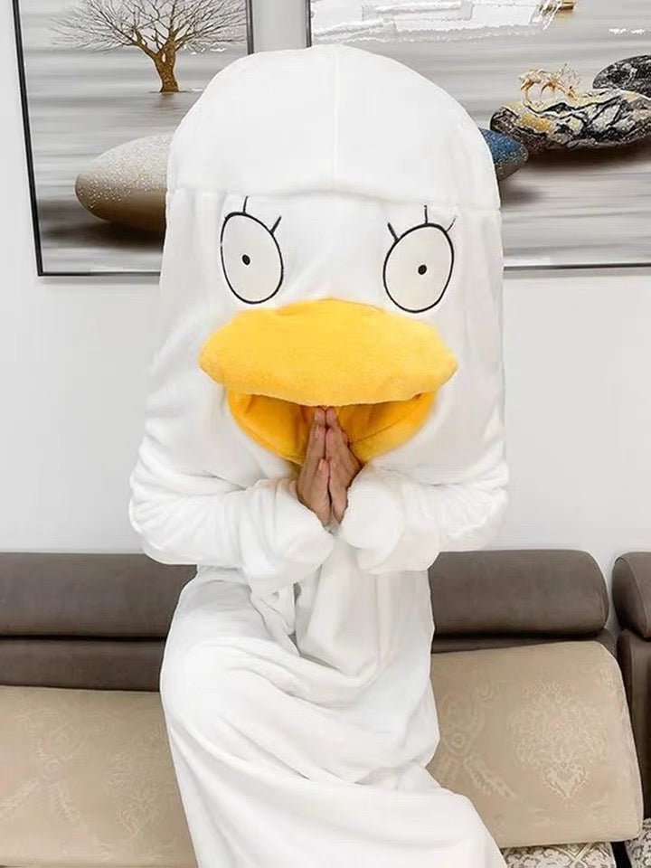 Internet celebrity duckling one-piece pajamas winter funny big white duck pajamas