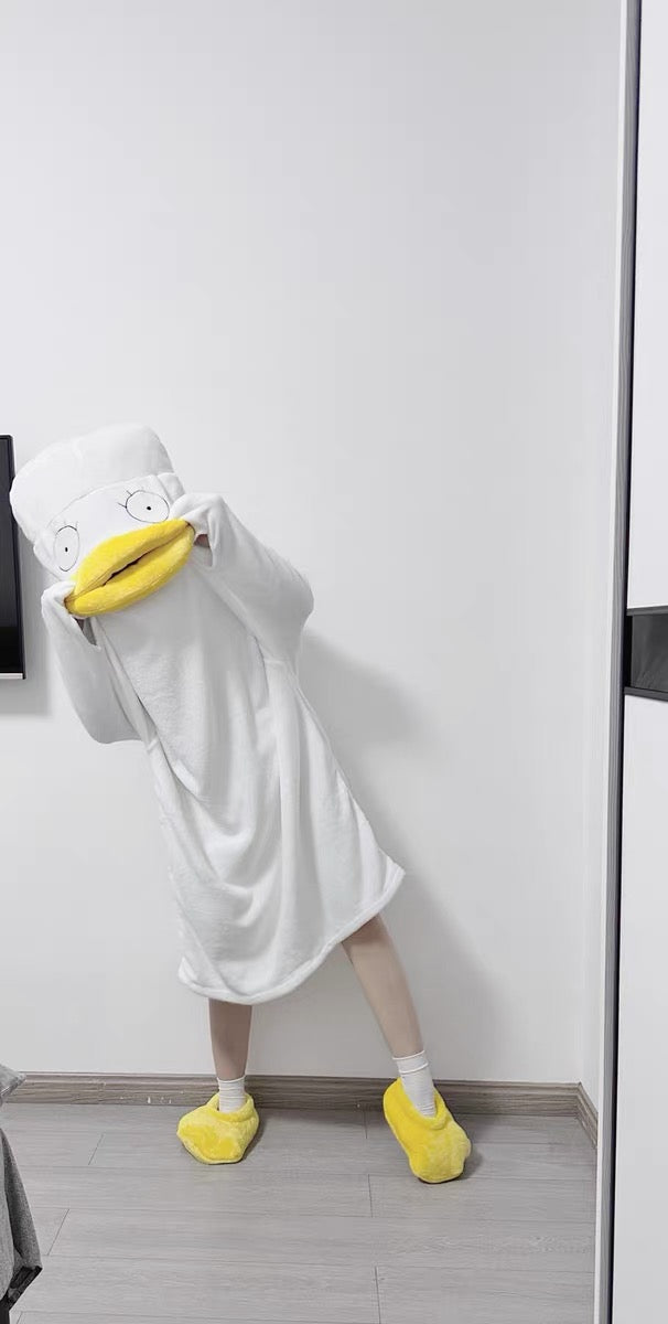 Internet celebrity duckling one-piece pajamas winter funny big white duck pajamas