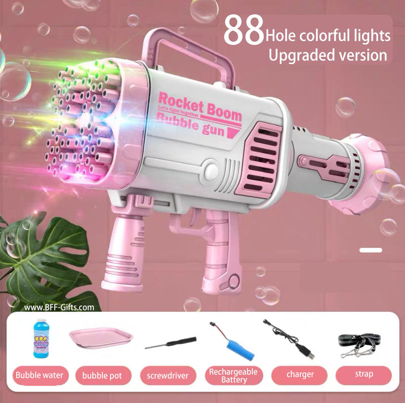 76/88/105 Holes Electric Rocket Bubble Gun With LED Gatling Blowing Soap Water Bow Bubble Machine Outdoor Toys For Children Gifts