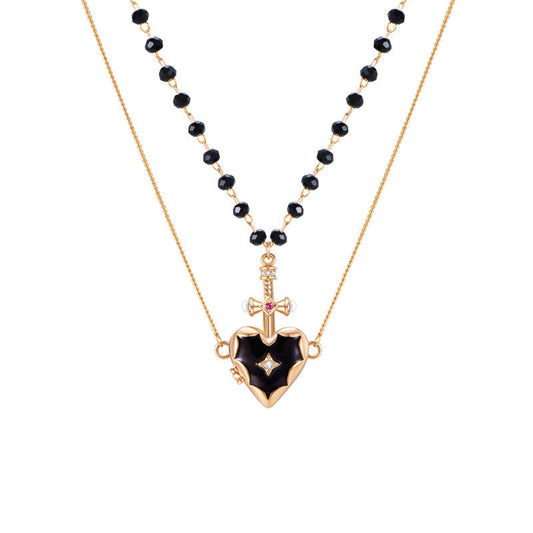Love sword double chain stacked necklace new style