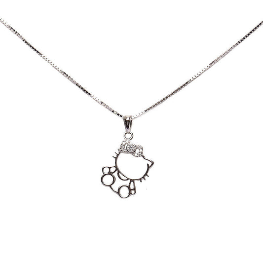 丨Cute Hello Kitty S925 Sterling Silver Necklace Birthday Gift for Girlfriend and Girlfriend