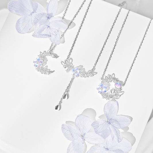 Sakura Necklace Women's 925 sterling silver collarbone necklace