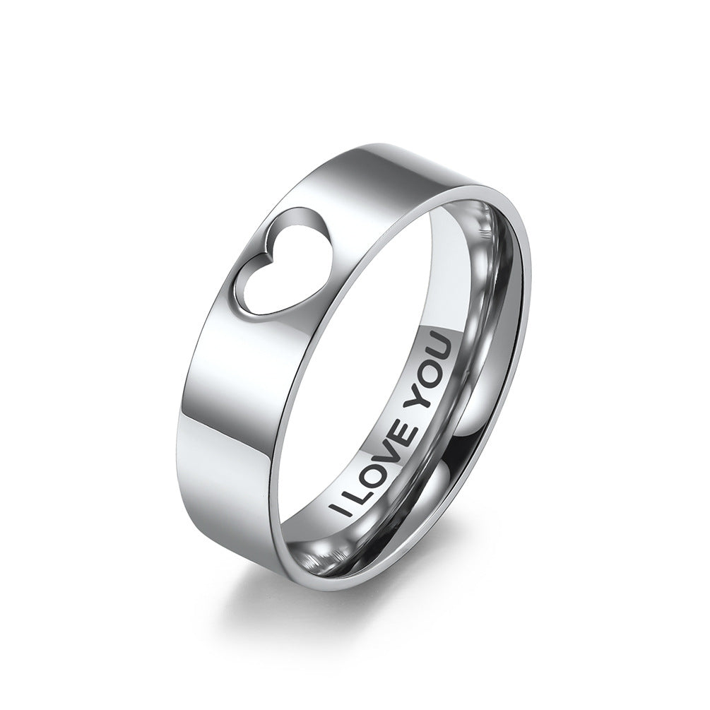 Heart Matching Ring I Love You engraved Promise Ring