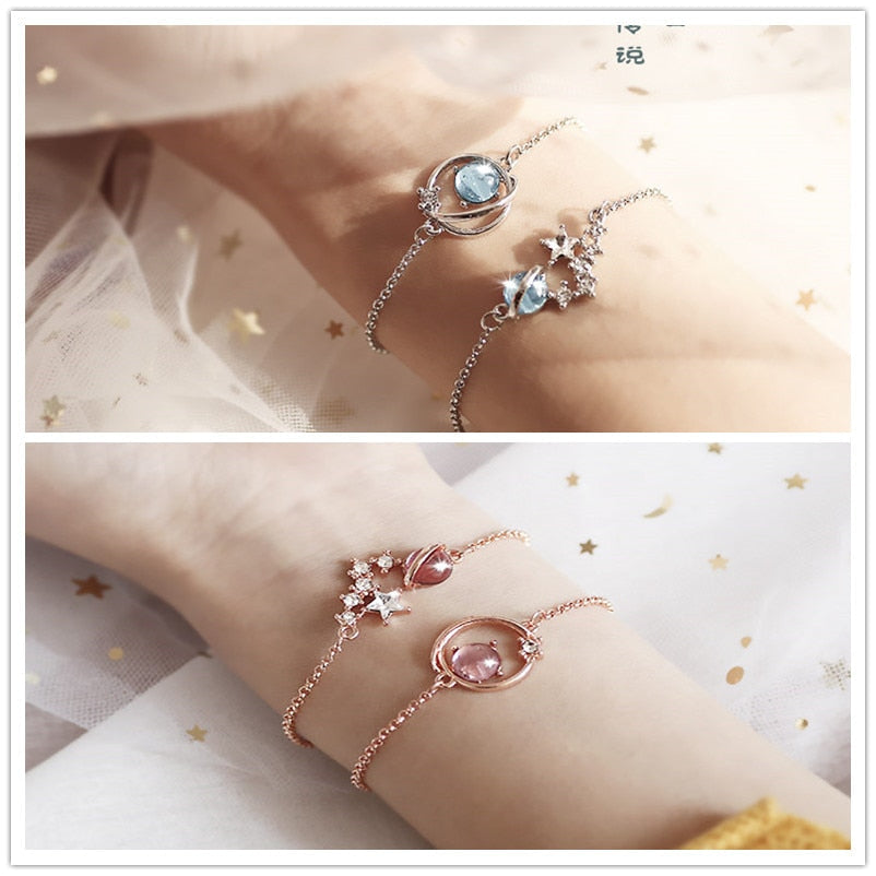 New Originality Star Planet Universe Rhinestone Alloy Bracelets