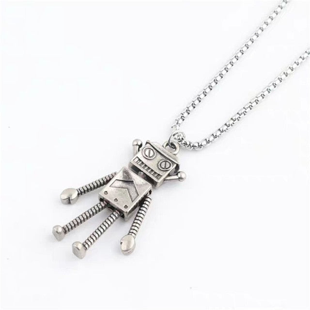 Titanium steel Cartoon Bear Dinosaur Robot Necklace Punk Retro