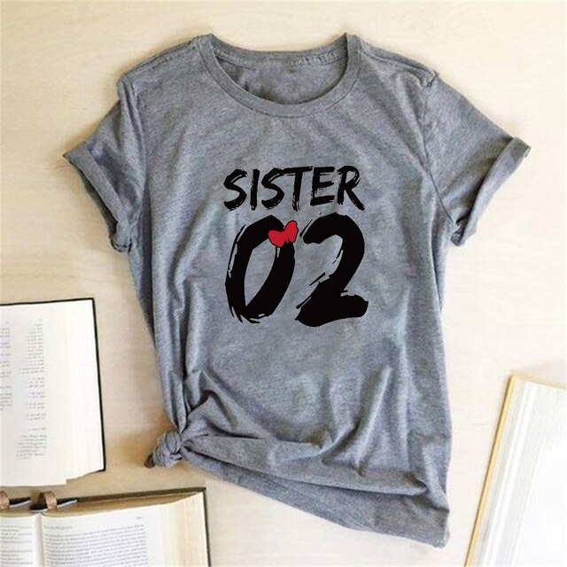 Number 01 02 Print Best Friend T-shirt