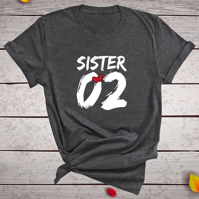 Number 01 02 Print Best Friend T-shirt