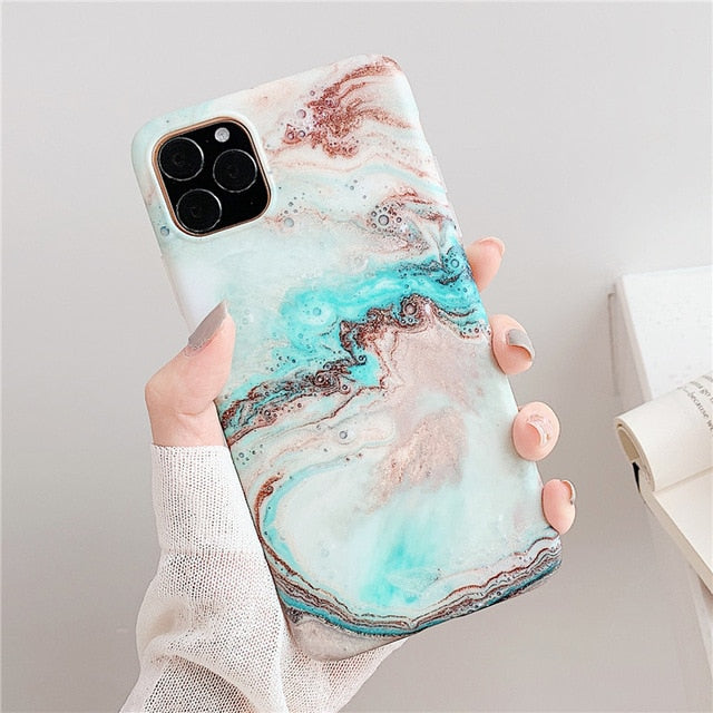 Holder Stand Marble Case For iPhone Huawei Skin IMD Silicon Phone Case