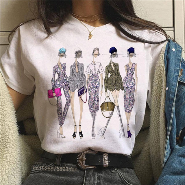 Women Best Friends Girl T-Shirt Girl Summer Casual Tops