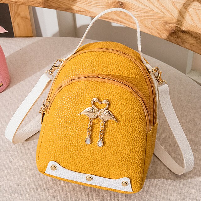 Women's Solid Color Leather Little Swan Backpack