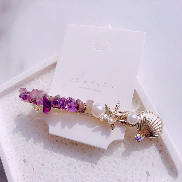 New Fashion Imitation Pearl Barrettes Grip Shell Hairpin