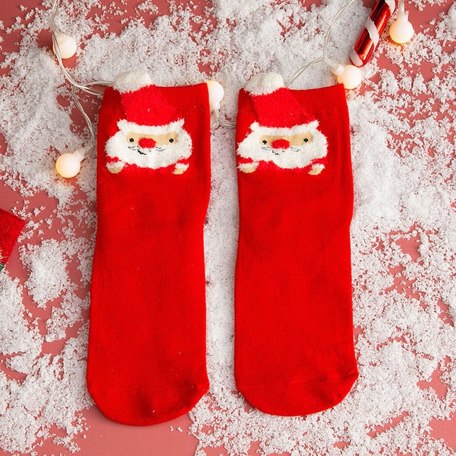 Christmas woman socks funny cartoon Santa Claus Christmas tree socks