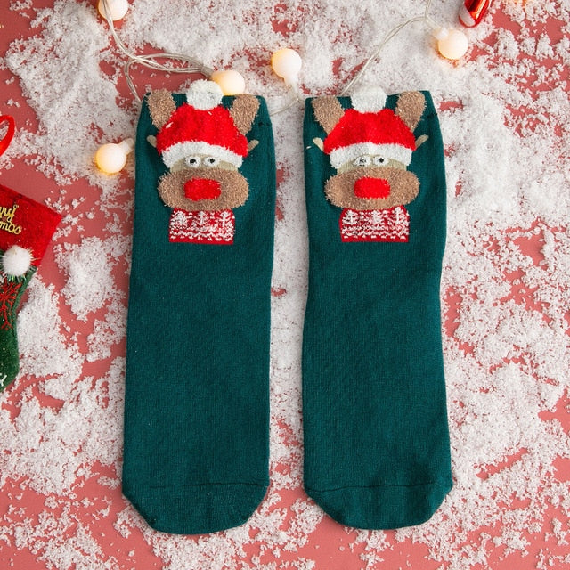 Christmas woman socks funny cartoon Santa Claus Christmas tree socks