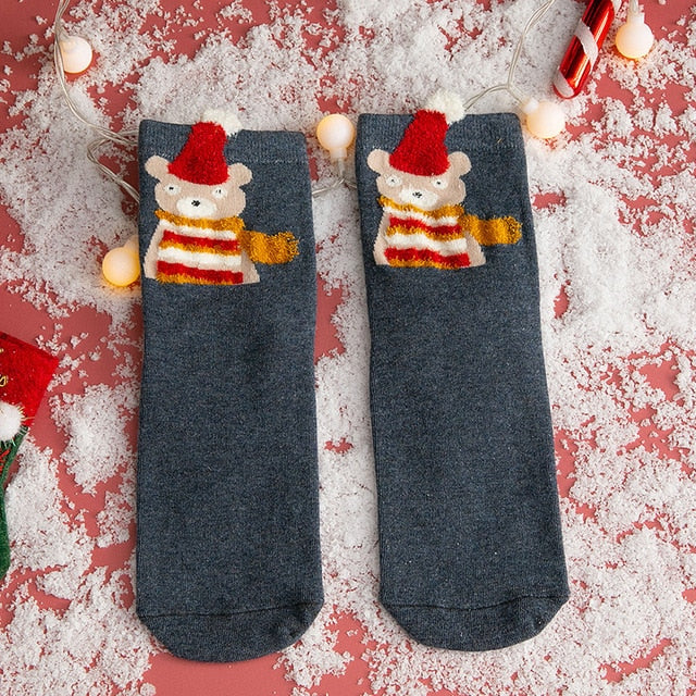 Christmas woman socks funny cartoon Santa Claus Christmas tree socks