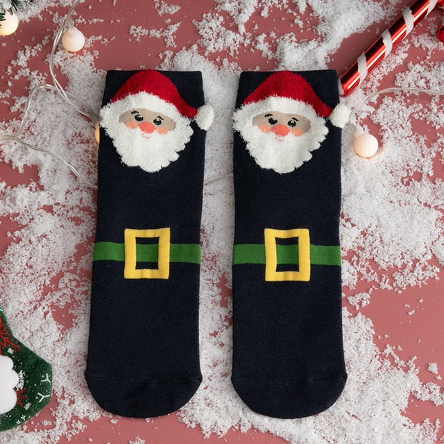 Christmas woman socks funny cartoon Santa Claus Christmas tree socks