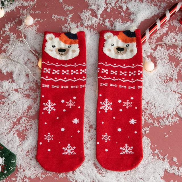 Christmas woman socks funny cartoon Santa Claus Christmas tree socks