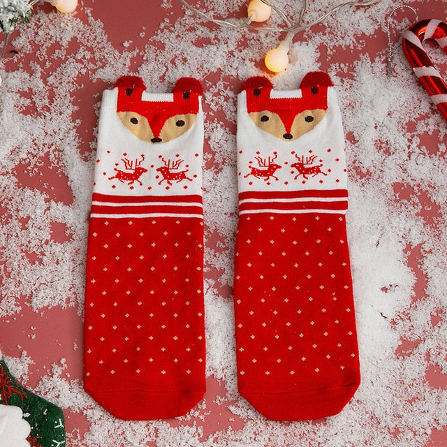 Christmas woman socks funny cartoon Santa Claus Christmas tree socks