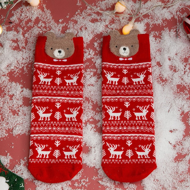 Christmas woman socks funny cartoon Santa Claus Christmas tree socks