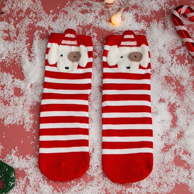 Christmas woman socks funny cartoon Santa Claus Christmas tree socks