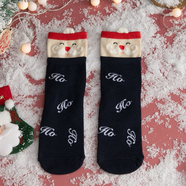 Christmas woman socks funny cartoon Santa Claus Christmas tree socks